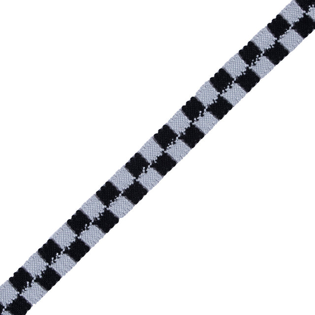 Black and Silver 2 Row Checkered Crochet Trim - 1"