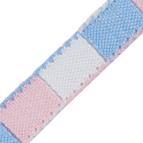 Blue, Pink and White 3-Tone Crochet Trim - 1.25"