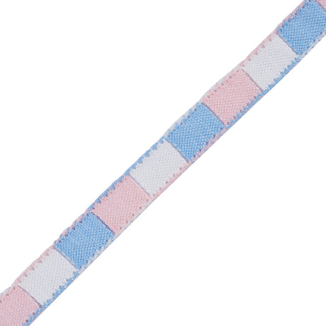 Blue, Pink and White 3-Tone Crochet Trim - 1.25"