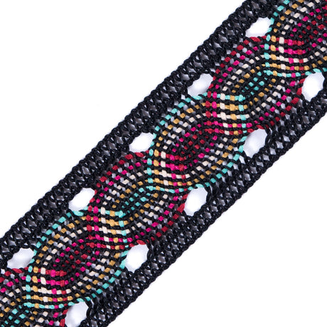 Black Multicolor Crochet Trim - 1.25"
