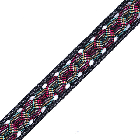 Black Multicolor Crochet Trim - 1.25"
