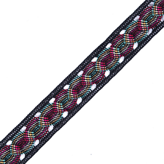 Black Multicolor Crochet Trim - 1.25"