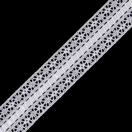 European Ivory Crochet Trim with Satin Ribbon Detail - 1.5"