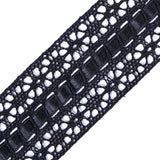 European Black Crochet Trim with Satin Ribbon Detail - 1.5"