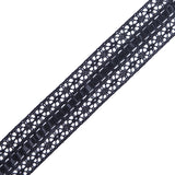 European Black Crochet Trim with Satin Ribbon Detail - 1.5"