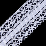 European White Scalloped Crochet Trim with Ribbon Detail - 1.5"