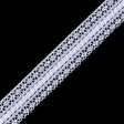 European White Scalloped Crochet Trim with Ribbon Detail - 1.5"