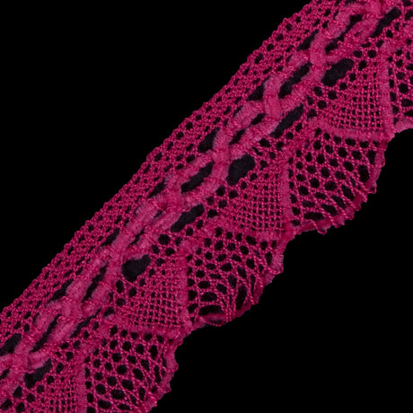 Fuchsia Crochet Chenille Trim - 1.5"