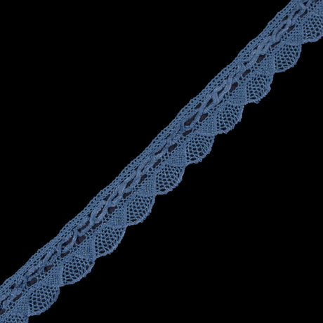 Blue Crochet Chenille Trim - 1.5"