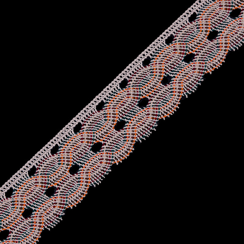 Beige Multicolor Crochet Trim - 1.75"