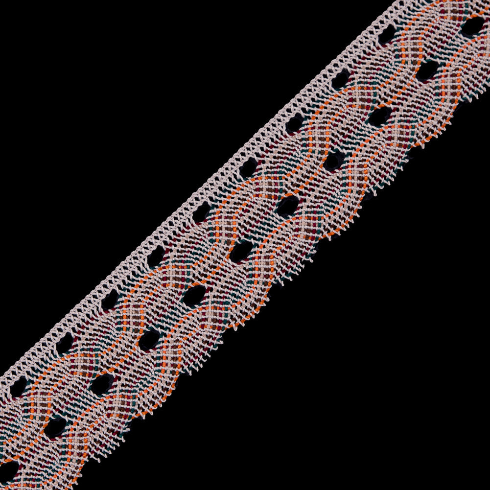 Beige Multicolor Crochet Trim - 1.75"