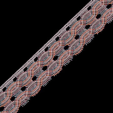 Beige Multicolor Crochet Trim - 1.75"