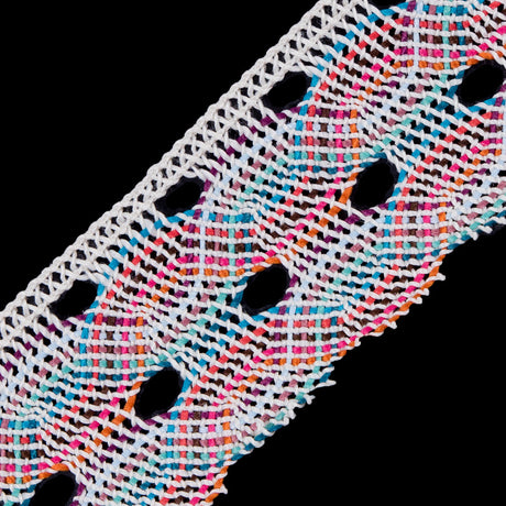 Ivory Multicolor Crochet Trim - 1.75"