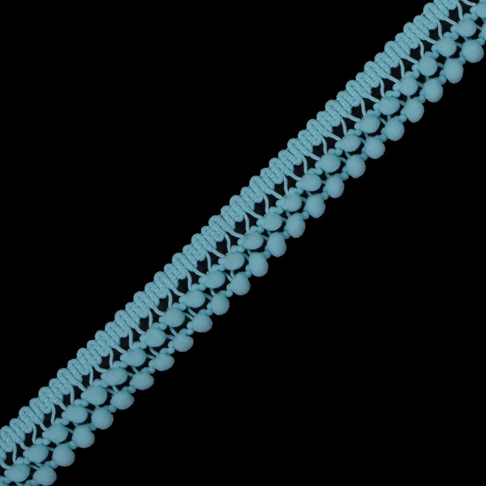 Light Aqua Two Row Mini Pom Pom Trim