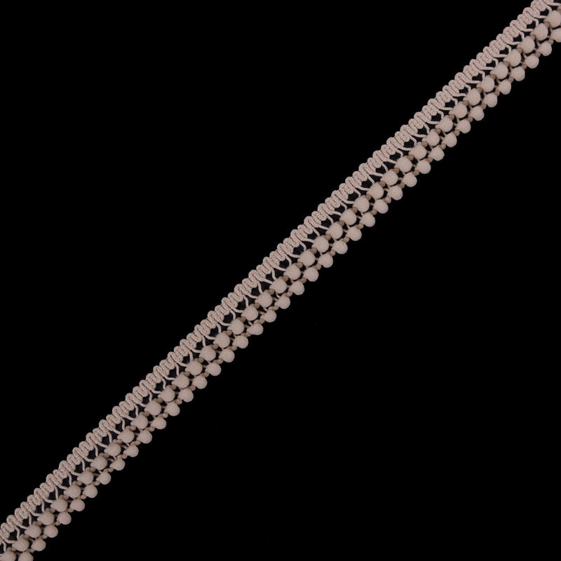 European Light Beige Two Row Mini Pom Pom Trim
