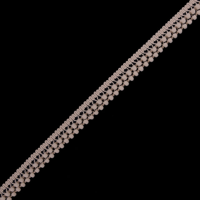 European Light Beige Two Row Mini Pom Pom Trim