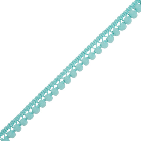 European Light Aqua Single Row Mini Pom Pom Trim