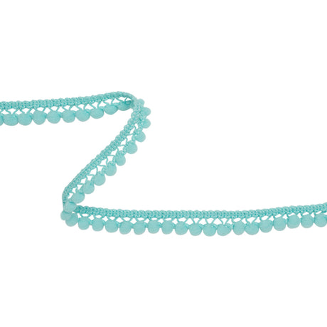 European Light Aqua Single Row Mini Pom Pom Trim