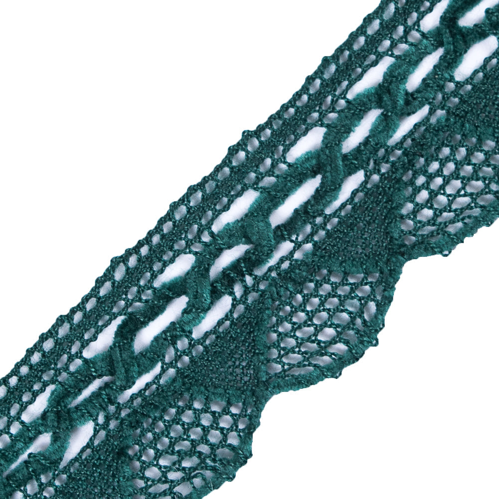 Green Crochet Chenille Trim - 1.5"