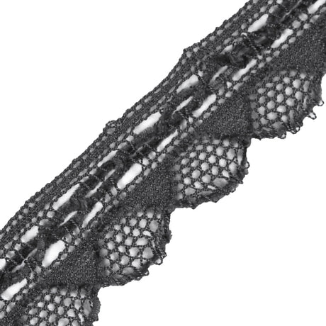 Dark Gray Crochet Chenille Trim - 1.5"
