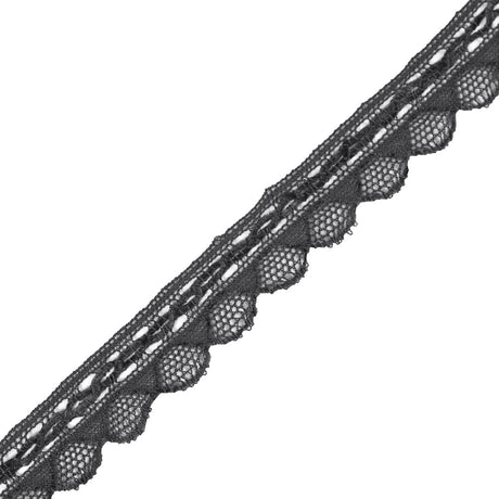 Dark Gray Crochet Chenille Trim - 1.5"