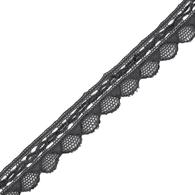 Dark Gray Crochet Chenille Trim - 1.5"