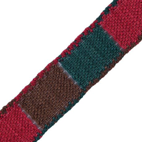 Red, Green and Brown 3-Tone Crochet Trim - 1.25"