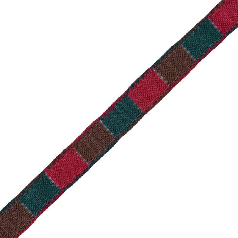 Red, Green and Brown 3-Tone Crochet Trim - 1.25"