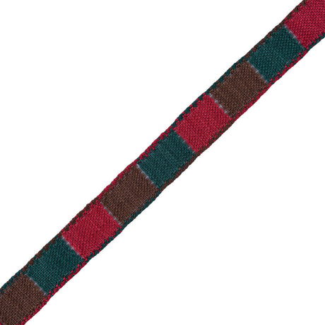 Red, Green and Brown 3-Tone Crochet Trim - 1.25"