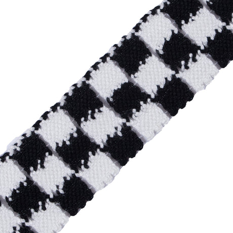 Black and White 3 Row Checkered Crochet Trim - 1"