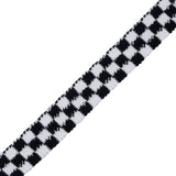 Black and White 3 Row Checkered Crochet Trim - 1"