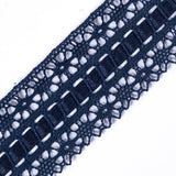 European Navy Scalloped Crochet Trim with Ribbon Detail - 1.5"