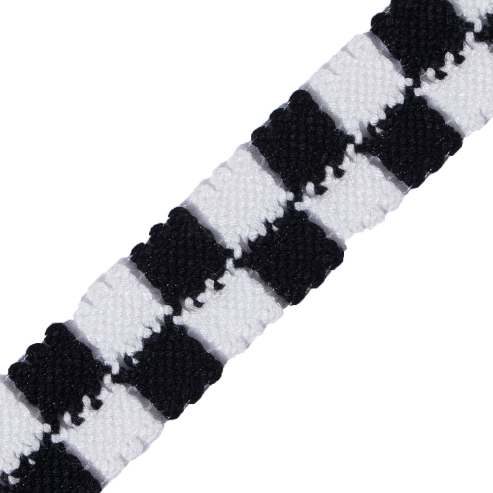 Black and White 2 Row Checkered Crochet Trim - 1"