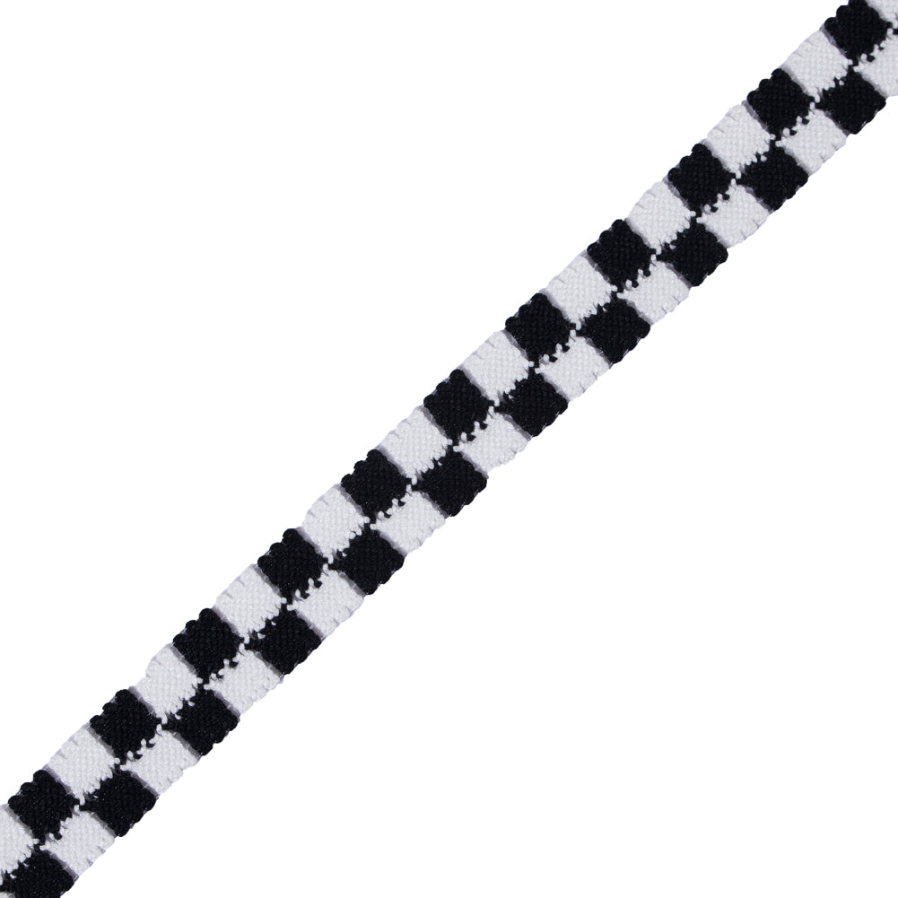 Black and White 2 Row Checkered Crochet Trim - 1"