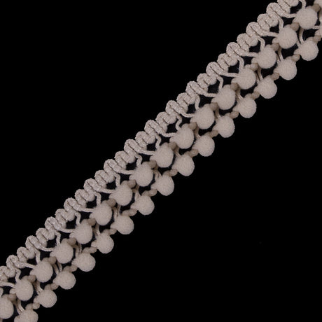 European Light Beige Two Row Mini Pom Pom Trim