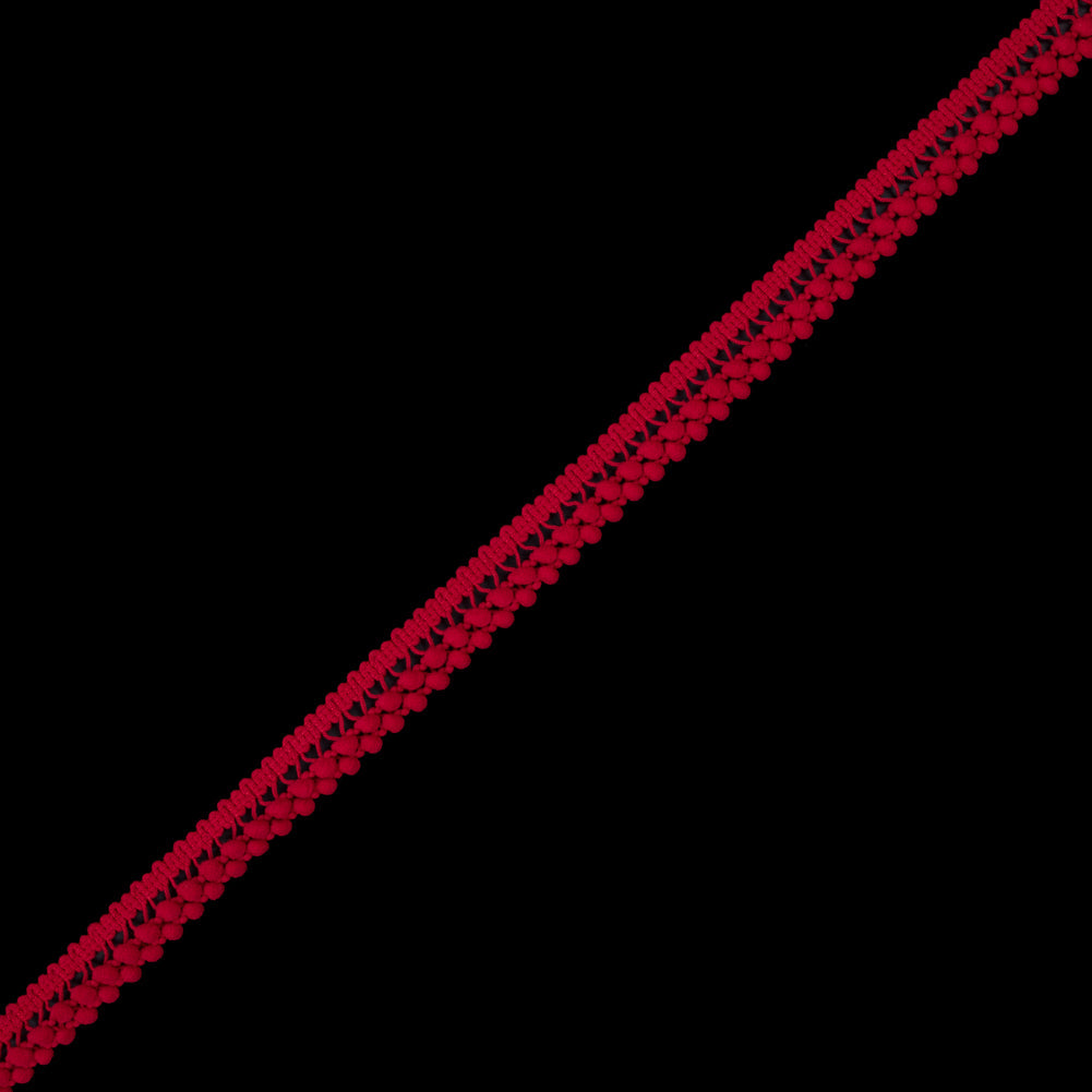 Red Two Row Mini Pom Pom Trim