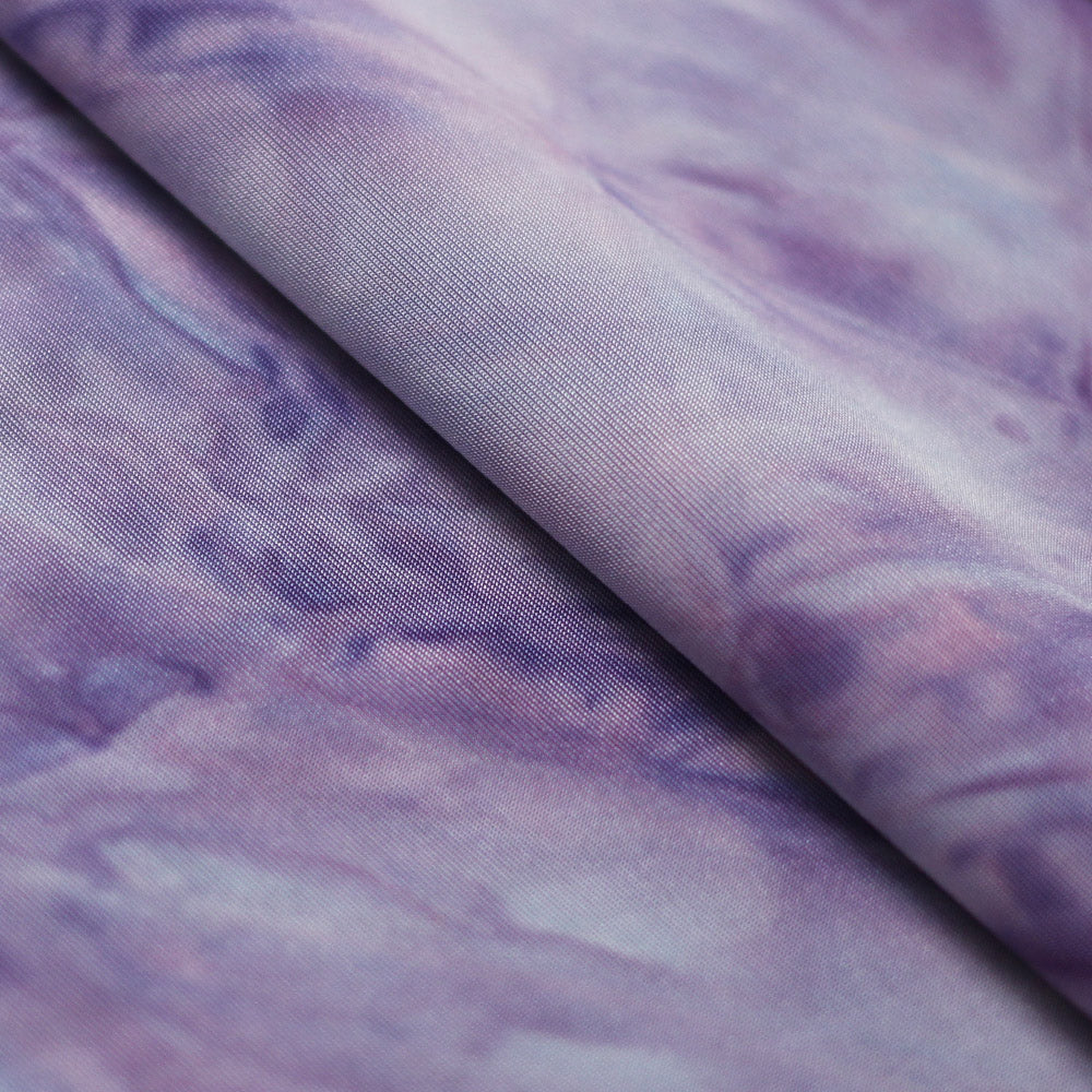 Tie Dye Glossy Flow Polyester Spandex Fabric - Purple Tie-Dye, 58/60" Width, 240 GSM (1 Yard)