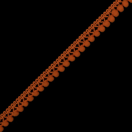 European Orange Single Row Mini Pom Pom Trim