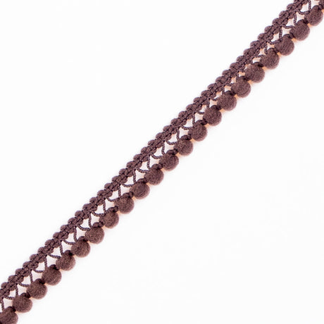 European Brown Single Row Mini Pom Pom Trim