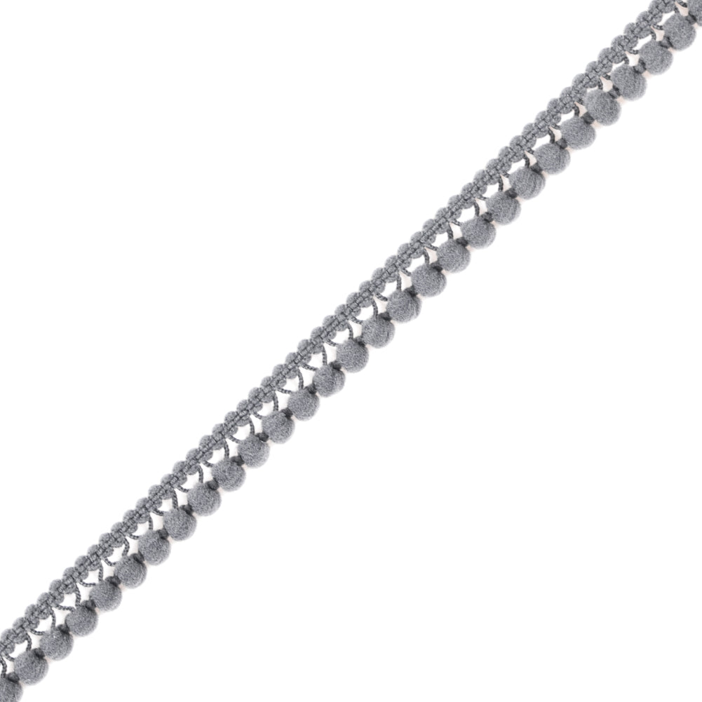 European Dark Gray Single Row Mini Pom Pom Trim
