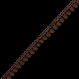 European Mocha Single Row Mini Pom Pom Trim