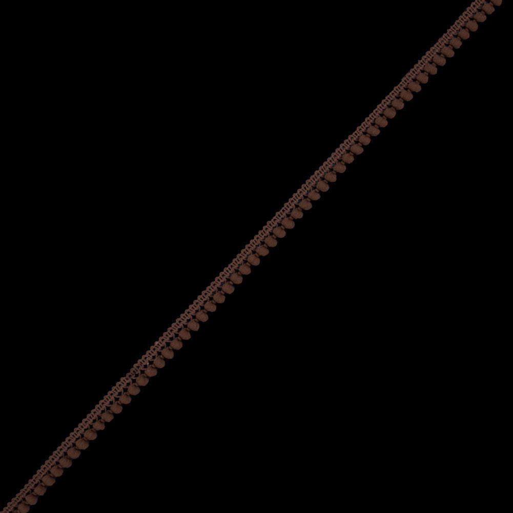 European Mocha Single Row Mini Pom Pom Trim