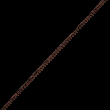 European Mocha Single Row Mini Pom Pom Trim