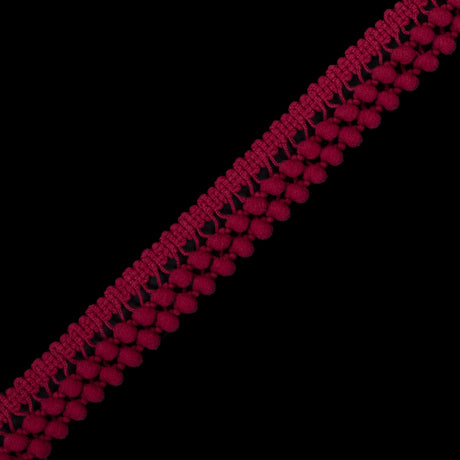 European Apple Red Two Row Mini Pom Pom Trim