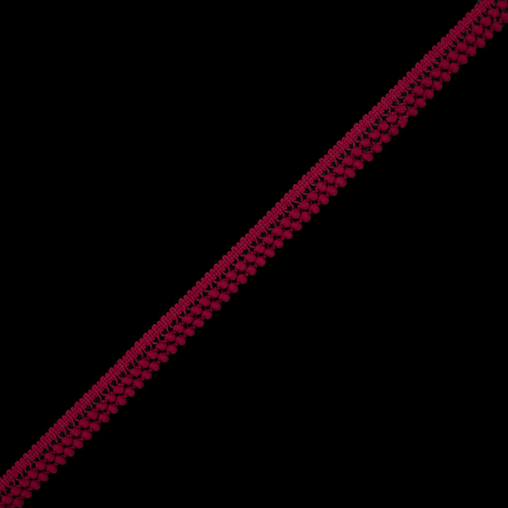 European Apple Red Two Row Mini Pom Pom Trim
