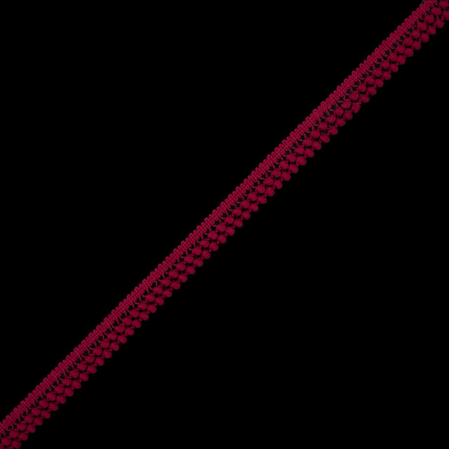 European Apple Red Two Row Mini Pom Pom Trim
