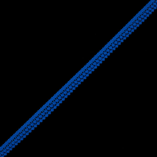 European Cobalt Two Row Mini Pom Pom Trim