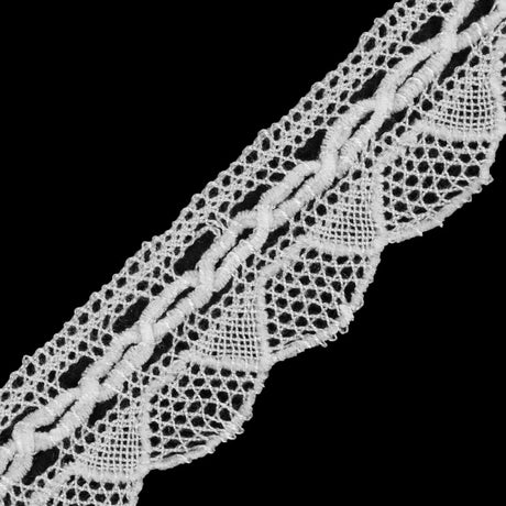 White Crochet Chenille Trim - 1.5"