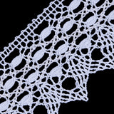 European White Scalloped Crochet Lace Trim with Satin Ribbon Detail - 2"