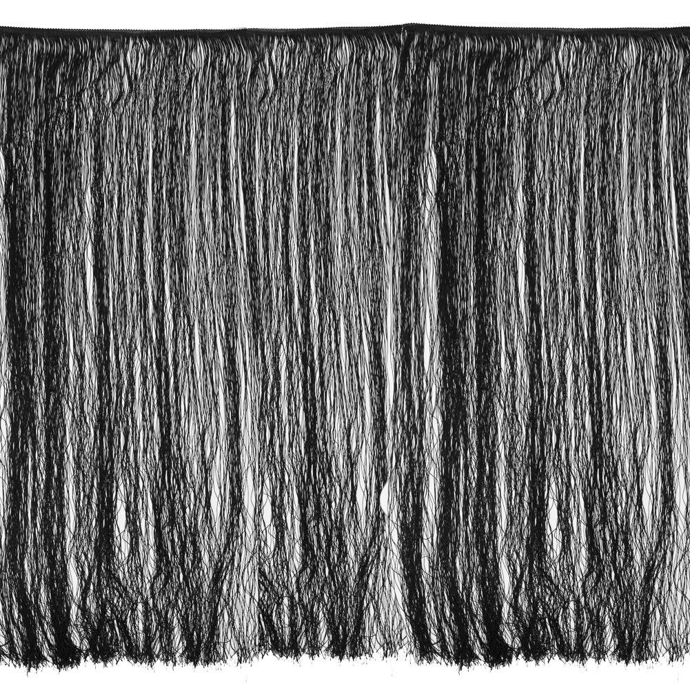 European Chainette Fringe Trim - 40" - Black - Lindsay Collection